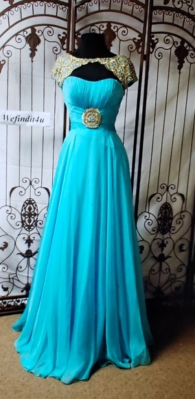 V529 Sherri Hill 11193 aqua sz $695 Prom dress